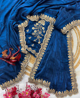 Space Silk With Beautiful Sequins And Cording Embroidery Work Saree